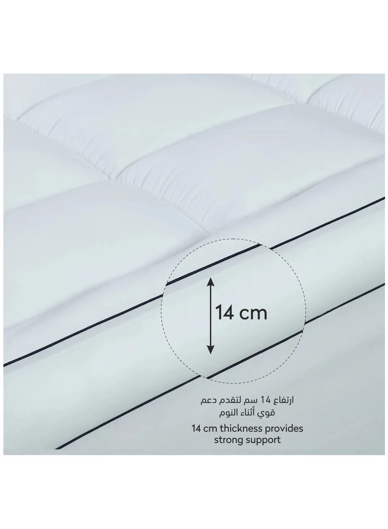 Donetella Hotel Mattress Topper King Size 200X200+14 CM And 1500 GSM Filling With Supersoft Brushed Microfiber Fabric (Fitted Style), White