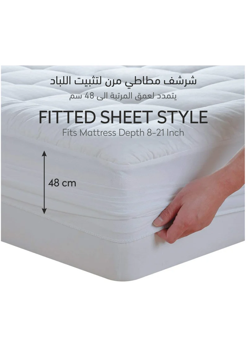 Donetella Hotel Mattress Topper King Size 200X200+14 CM And 1500 GSM Filling With Supersoft Brushed Microfiber Fabric (Fitted Style), White