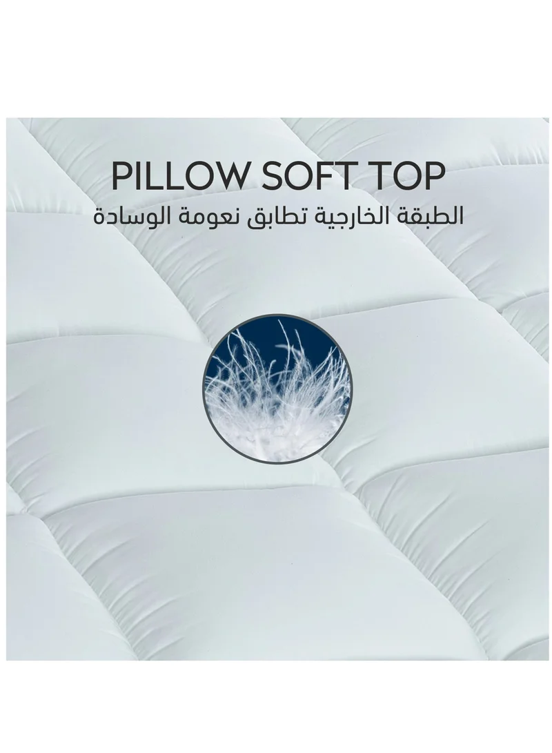 Donetella Hotel Mattress Topper King Size 200X200+14 CM And 1500 GSM Filling With Supersoft Brushed Microfiber Fabric (Fitted Style), White