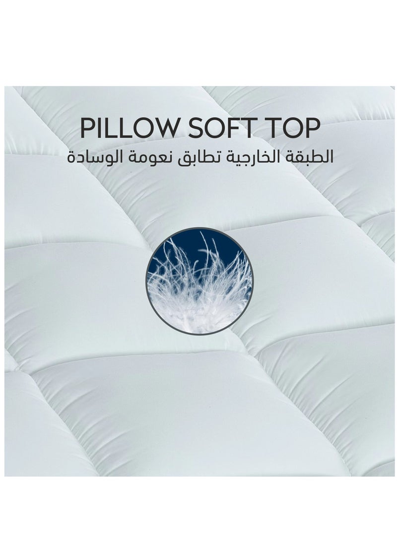 Donetella - Hotel Mattress Topper King Size 200X200+14 CM And 1500 GSM Filling With Supersoft Brushed Microfiber Fabric (Fitted Style), White - Image 1