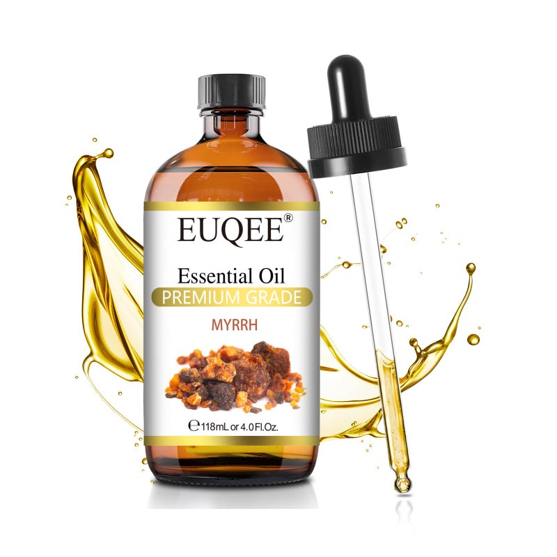 EUQEE Myrrh Essential Oil, Premium Myrrh Oil with Glass Dropper for Aromatherapy, Diffuser, Soap Candle Making - 4 Fl oz/ 118ML - Image 1