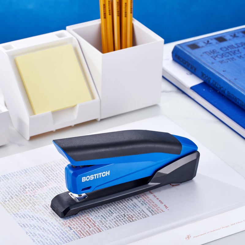 Bostitch Office InPower Spring-Powered Desktop Stapler, 20 Sheet Capcity, Built in Remover, Blue (1122) - Image 2
