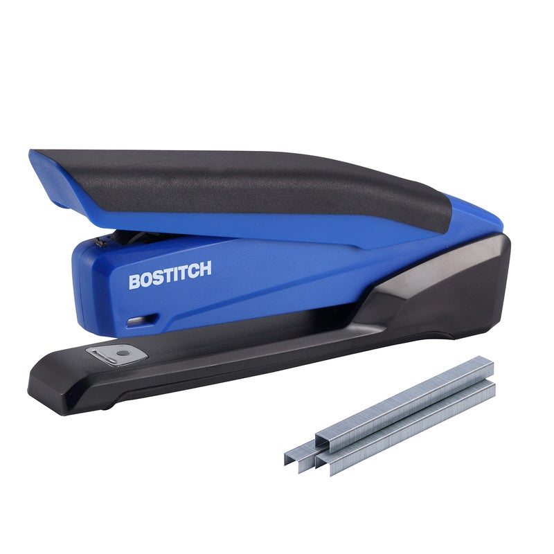 Bostitch Office InPower Spring-Powered Desktop Stapler, 20 Sheet Capcity, Built in Remover, Blue (1122) - Image 1