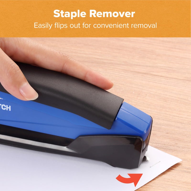 Bostitch Office InPower Spring-Powered Desktop Stapler, 20 Sheet Capcity, Built in Remover, Blue (1122) - Image 5