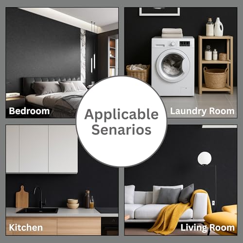 AADIVY® Wallpaper for Walls Peel & Stick 45×300 CM | Realistic 3D Silk Black Texture | Self Adhesive Waterproof PVC Vinyl Film for Kitchen, Furniture, Cabinet & Home Décor. Black - Image 4