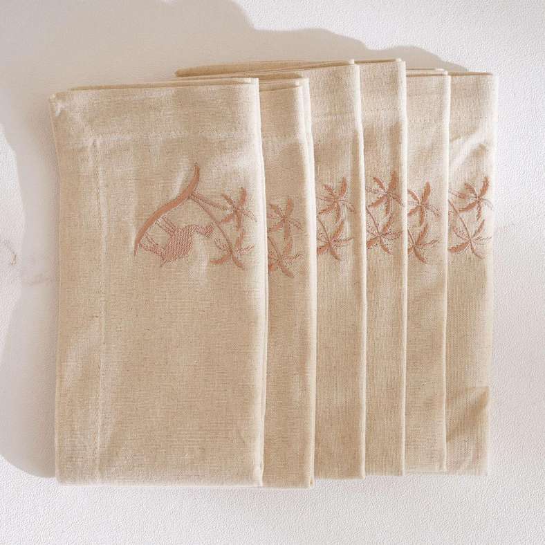 Pan Home Sahara Stitch Cotton Linen Napkin Set for Dining - Image 2