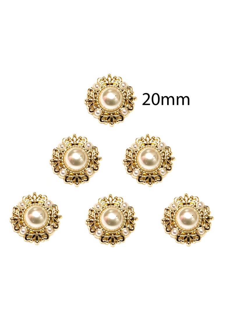 18 Pcs Luxury Pearl Buttons – Gold Metal with Faux Pearls Sewing & DIY Craft Embellishments (6pcs 20mm and 12pcs 15mm) - Image 2
