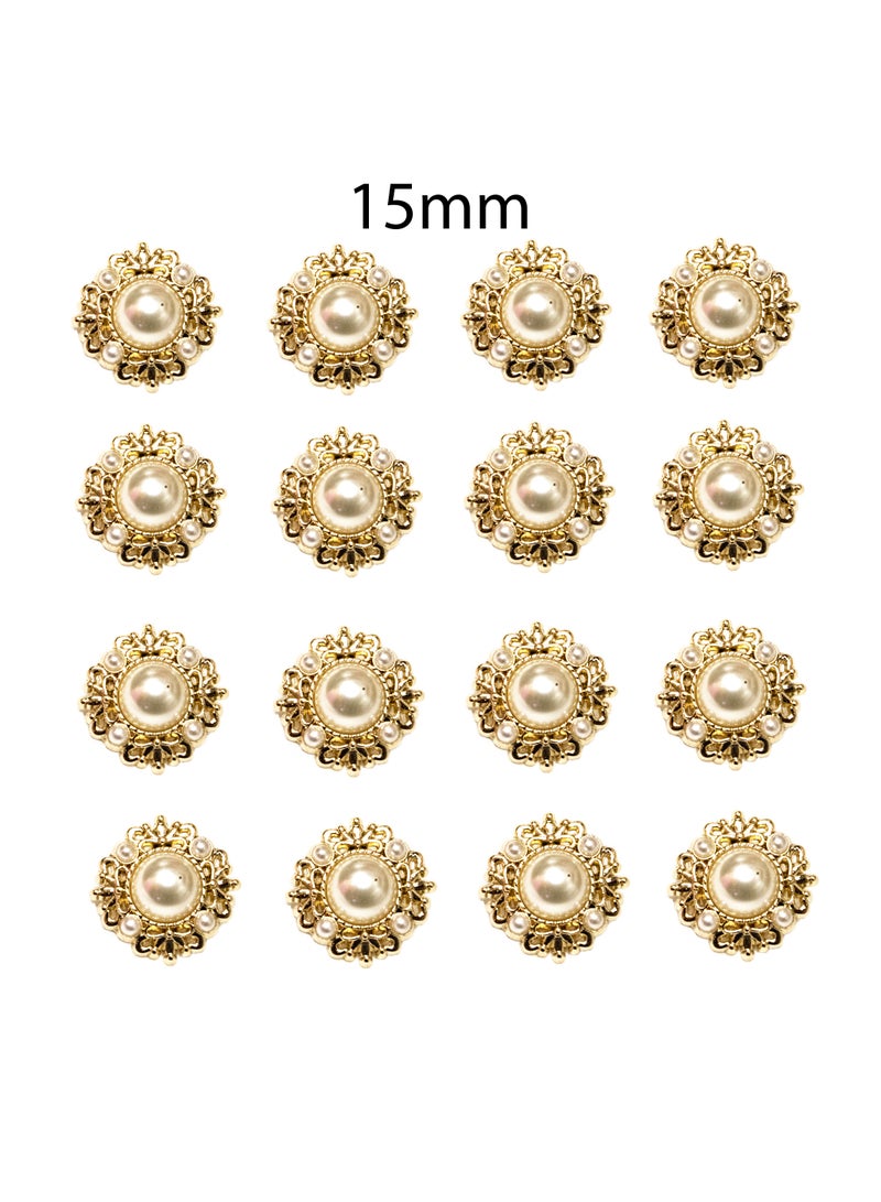 18 Pcs Luxury Pearl Buttons – Gold Metal with Faux Pearls Sewing & DIY Craft Embellishments (6pcs 20mm and 12pcs 15mm) - Image 3