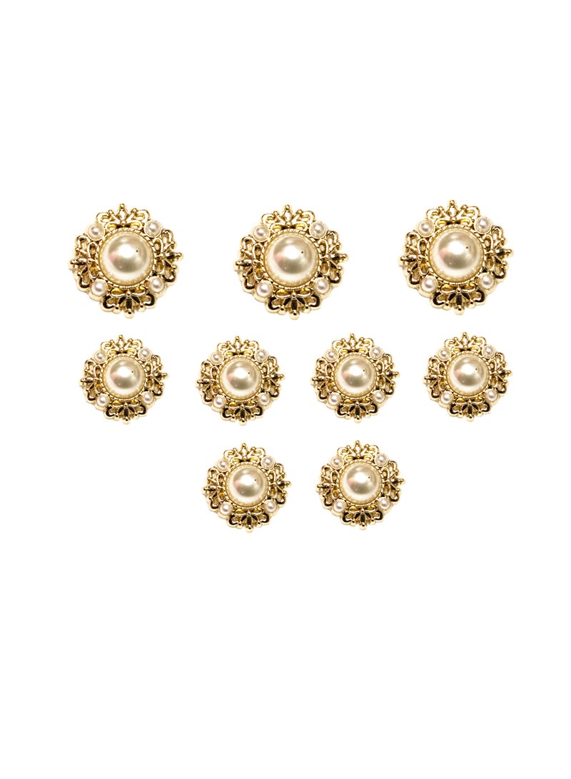 18 Pcs Luxury Pearl Buttons – Gold Metal with Faux Pearls Sewing & DIY Craft Embellishments (6pcs 20mm and 12pcs 15mm) - Image 4