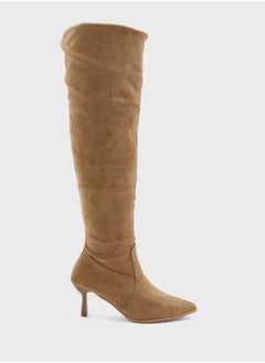 ELLA Faux Suede Slouchy Knee High Boots  - Image 1