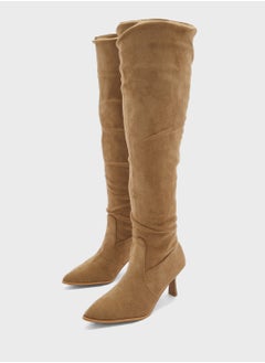 ELLA Faux Suede Slouchy Knee High Boots  - Image 4