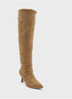 ELLA Faux Suede Slouchy Knee High Boots  - Image 2