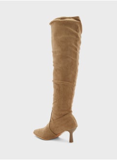 ELLA Faux Suede Slouchy Knee High Boots  - Image 3