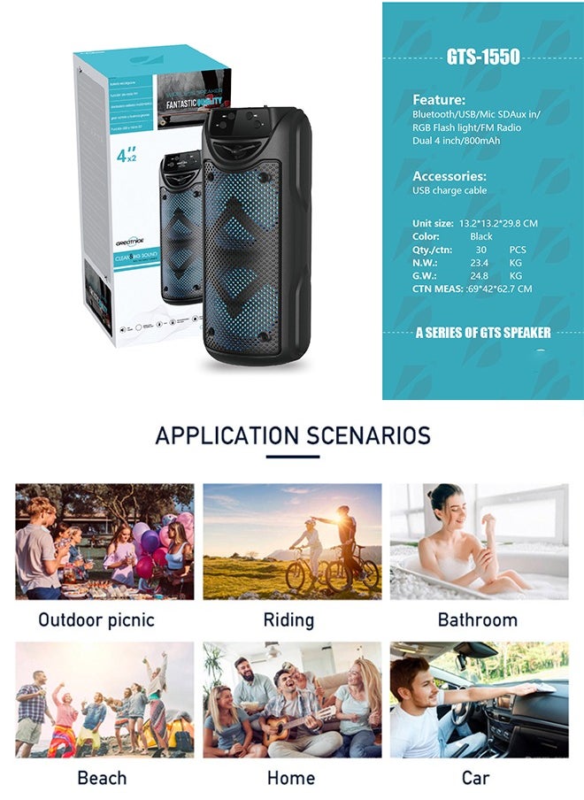 GREATNICE - GTS-1550 Outdoor Portable Bluetooth Speaker Wireless Portable Color Light Loudspeaker - Image 1
