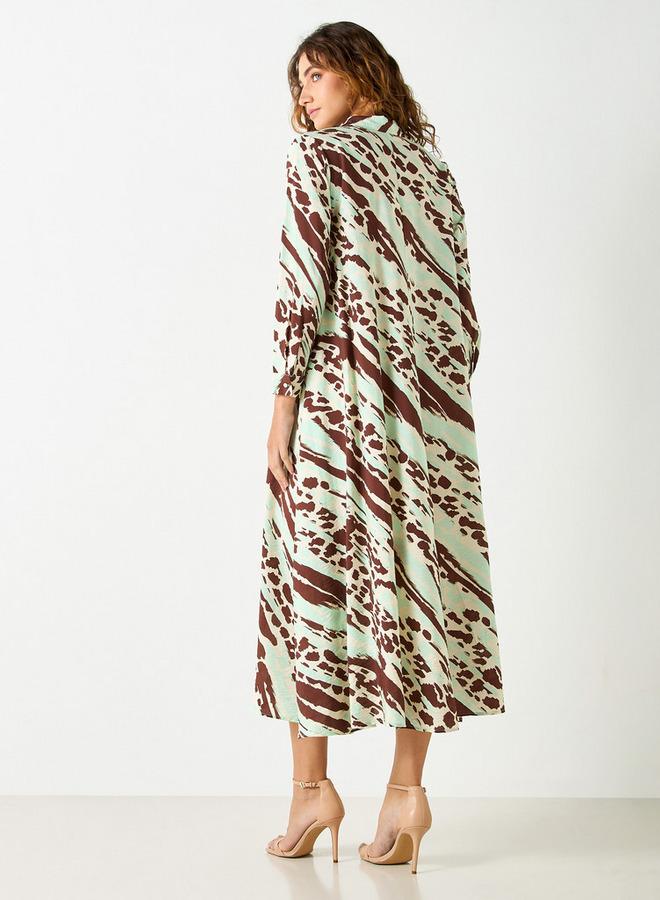 ايكونيك فستان قميص بأكمام طويلة وياقة عادية وطبعات من آيكونيك - Image 3