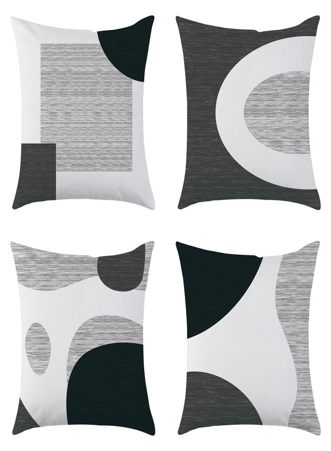 Mimkus Black White Gray Abstract Throw Pillow Covers Set of 4 18x18 Inch - Modern Boho Minimalism Geometric Velvet Cushion Covers for Couch, Bed, Bedroom - Image 1