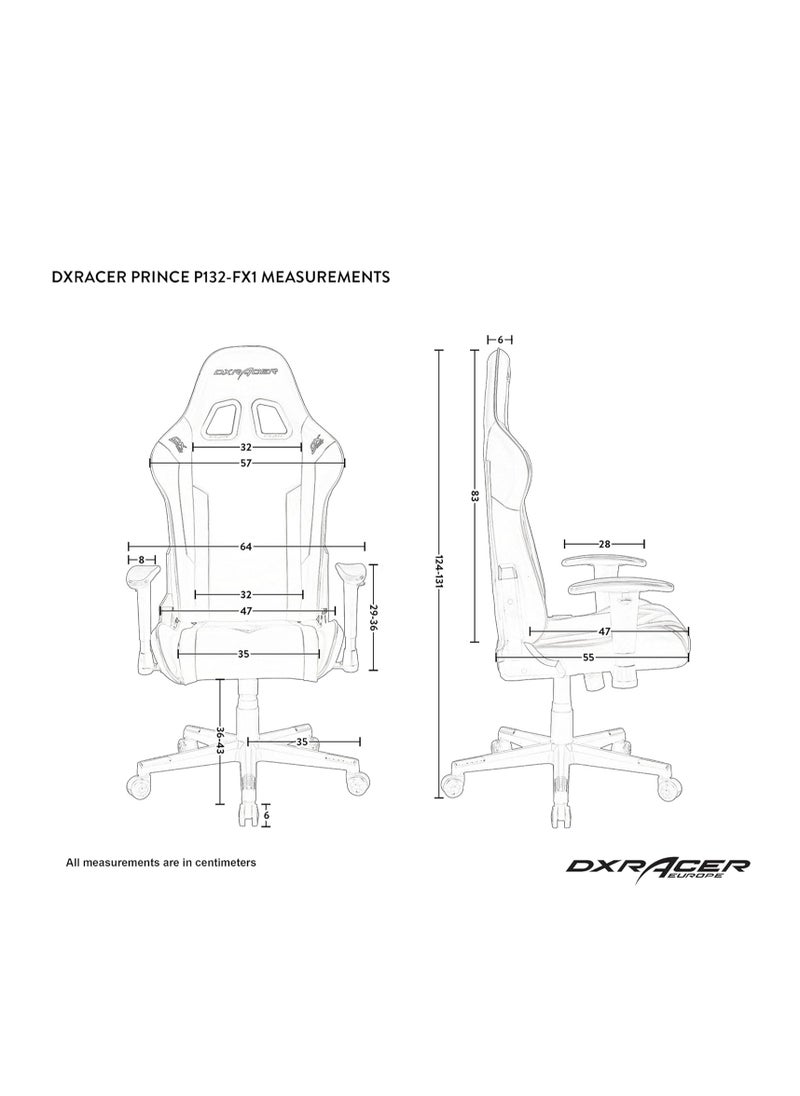 DXRacer - DXRacer P132 Prince Series Gaming Chair - Black | GC-P132-N-F2-158 - Image 1