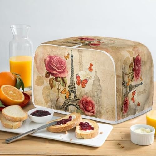 Talayituse Eiffel Tower Print Toaster Cover 4 Slice Bread Toaster Oven Covers Washable Rose Butterfly Toaster Cover Kitchen Small Appliance Covers Bakeware Protector - Image 5