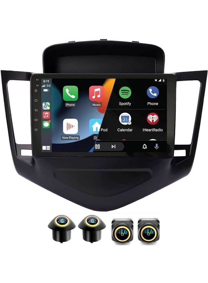 SHEZA STAR Android Car Stereo for Chevrolet Cruze 2009-2015 4GB RAM 64GB ROM Support Carplay, M-Link Wi-Fi BT, Radio GPS, 9 Inch IPS.QLED, Screen with 360D Camera Included - Image 1
