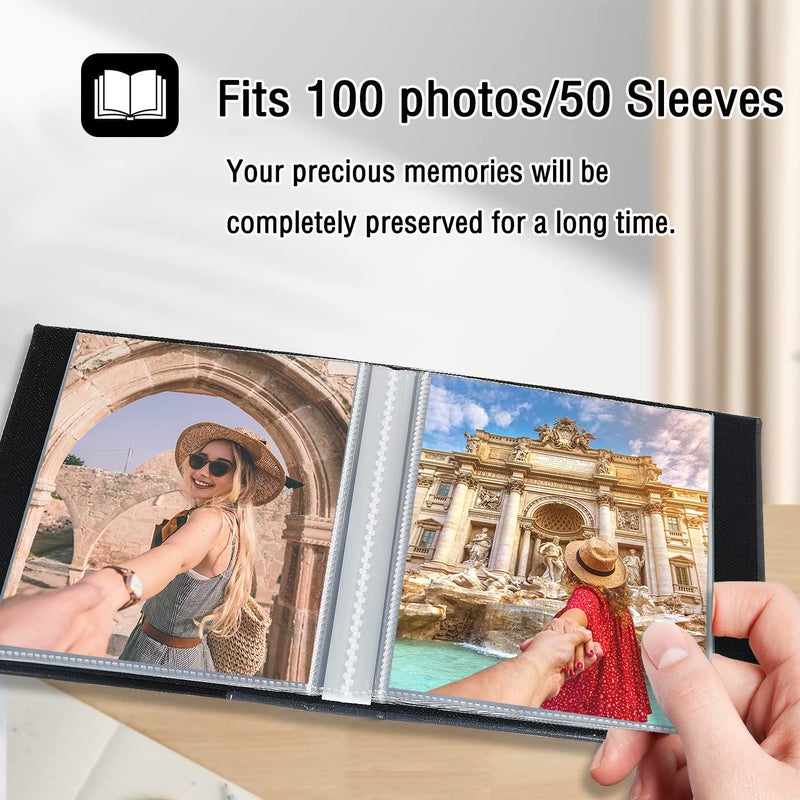 Artmag Artmag Photo Album 5x7 2 Packs Clear Pages Pockets Leather Cover Slip Slide in Photo Album Book Each Holds 100 Vertical 5x7 Photos Picture Book for Wedding Family (Purple)  - Image 3