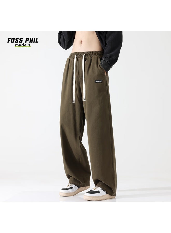 Foss Phil Casual Pants For Men, Spring And Summer, Pure Cotton, Oversize Style Draping, Loose-fitting Cargo Pants, Fpk30, Army Green, Size S - Image 4
