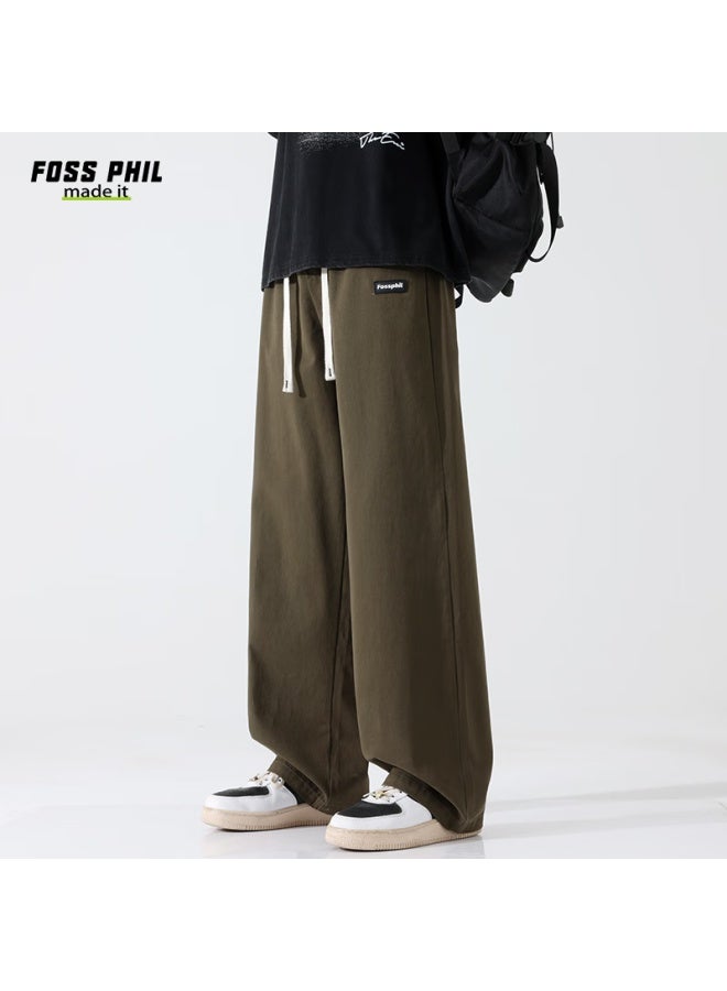 Foss Phil Casual Pants For Men, Spring And Summer, Pure Cotton, Oversize Style Draping, Loose-fitting Cargo Pants, Fpk30, Army Green, Size S - Image 2