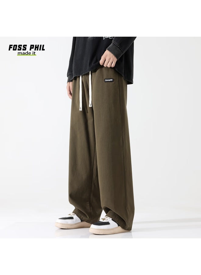 Foss Phil Casual Pants For Men, Spring And Summer, Pure Cotton, Oversize Style Draping, Loose-fitting Cargo Pants, Fpk30, Army Green, Size S - Image 3