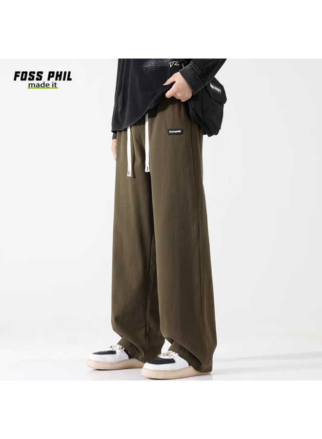 Foss Phil Casual Pants For Men, Spring And Summer, Pure Cotton, Oversize Style Draping, Loose-fitting Cargo Pants, Fpk30, Army Green, Size S - Image 1