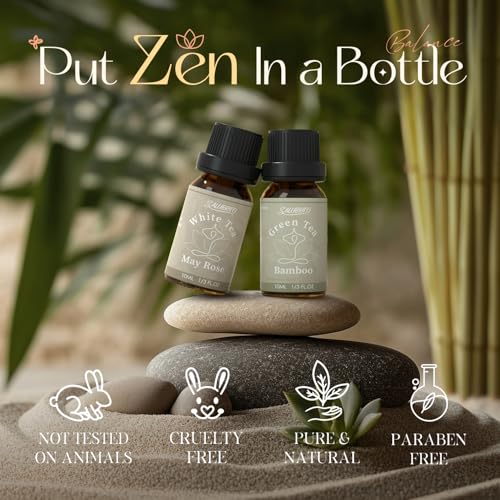 SALUBRITO Zen Fragrance Oil Set, Tea Essential Oil for Diffuser, Candle, Soap Making, White Tea, Black Tea, Green Tea Blended with Rose, Bamboo, Lavender, Sandalwood, Frankincense, Citrus Scented Oil - Image 2