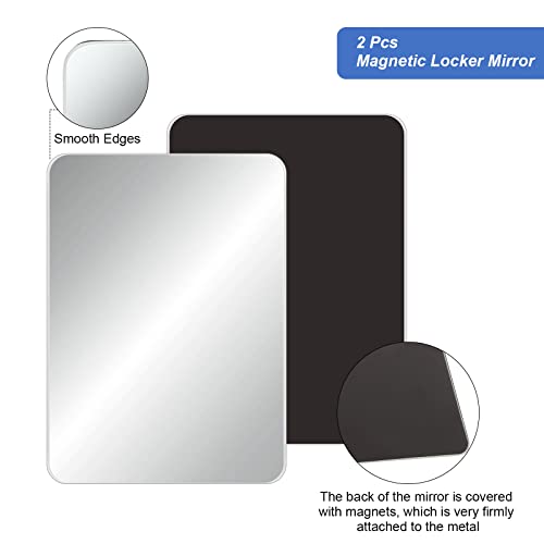 Blulu 2 Pcs Magnetic Locker Mirror Small Real Glass School Rectangular Locker Magnetic Makeup Mirror for Bathroom Household Refrigerator Cabinet(7.1 x 6 Inches) - Image 3