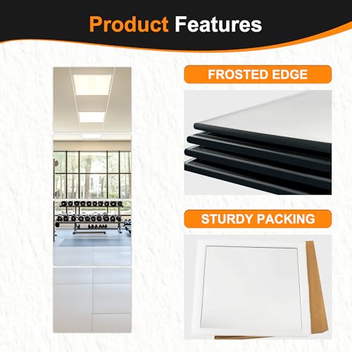 Delma Frameless Mirror Tiles 12"x10"x4 Pcs Wall Mounted, Shatter Resistant Full Length Tempered Glass Panels for Home Gym Bathroom Bedroom & Living Room Decor - Image 5