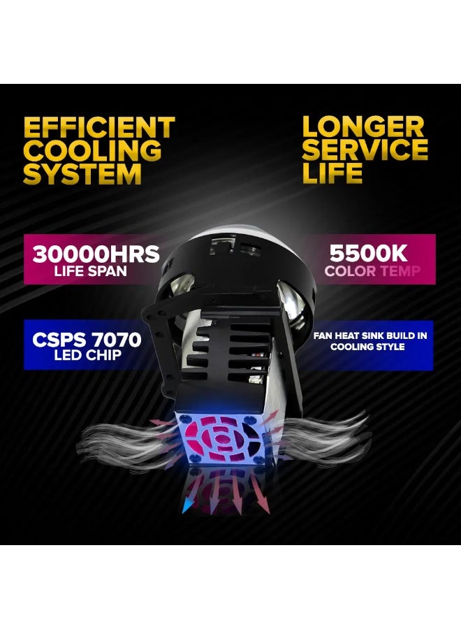 توبيز عدسة إضاءة سيارات Toby’s Lens Pro-001 مقاس 3 بوصة Bi-LED بقدرة 100 وات للزوج بدرجة لون 5500 كلفن مع شريحة CSP 7070 وإضاءة aعالي وواطي - Image 5