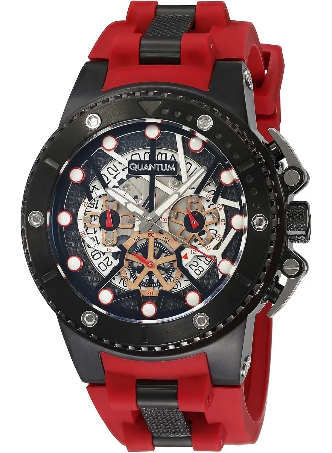 Quantum Quantum Men's Quartz Movement Watch, Multi Function Display and Silicone Strap - HNG535.658, Red