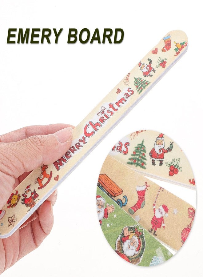FRCOLOR 12pcs Christmas Nail Files Double Sided Emery Board Nail Sanding File for Natural and Acrylic Nails (Random Style) - Image 2