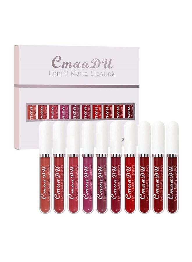 evpct CmaaDU 10Pcs Dark Red Liquid Matte Matt Lipstick Set Long Lasting 24 Waterproof Smudge Proof Liquid Catsuit Matte Lipstick for Black Women Bulk lipstick/gloss set - Image 1
