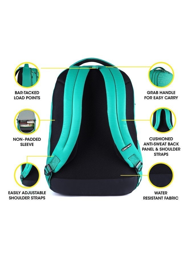 Gear Men/Women Keep It Real 40 Litre Water Resistant 4 Compartment School Backpack/Daypack/Travel Backpack/Kids Bag/College Bag For Boys/Girls (Green-White) - Image 4