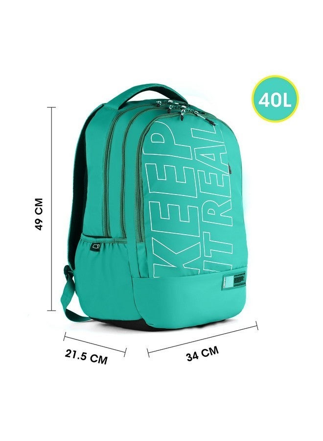 Gear Men/Women Keep It Real 40 Litre Water Resistant 4 Compartment School Backpack/Daypack/Travel Backpack/Kids Bag/College Bag For Boys/Girls (Green-White) - Image 2