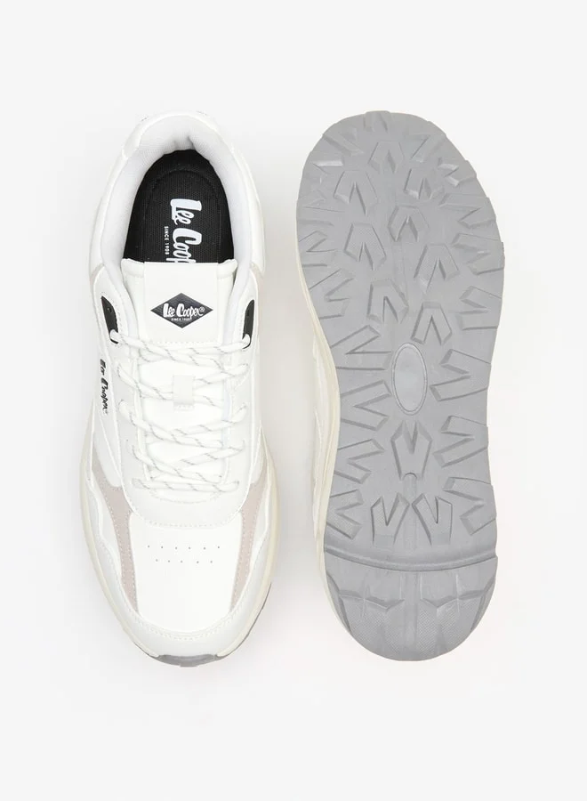 Lee Cooper Men's Panelled Low Ankle Sneakers with Lace-Up Closure