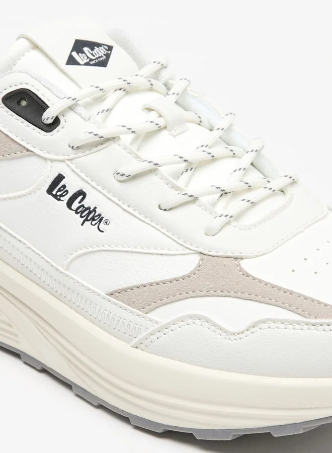 Lee Cooper Men's Panelled Low Ankle Sneakers with Lace-Up Closure