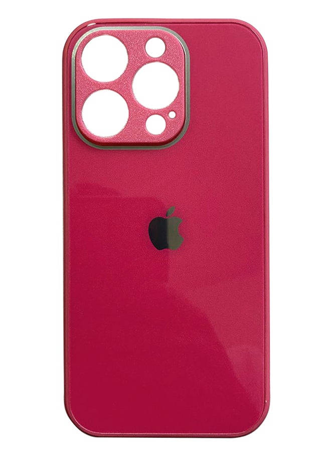 ماركة غير محددة جراب خلفي من الزجاج المقوى مع إطار مطاطي من السيليكون لهاتف iPhone 14 Pro Max - بينك  - Image 1