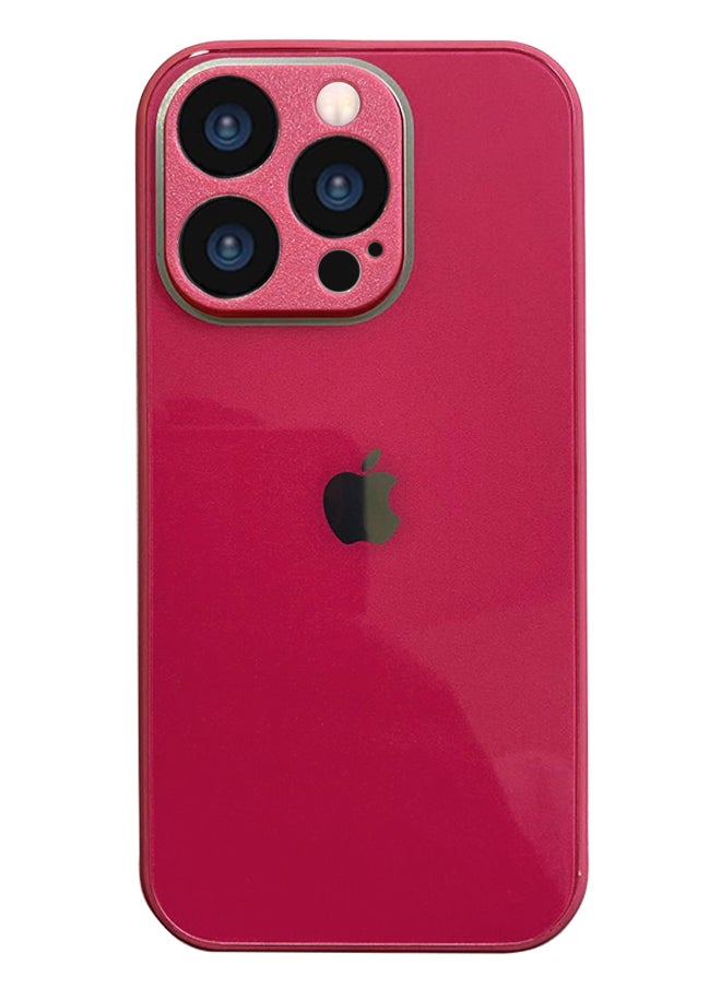ماركة غير محددة جراب خلفي من الزجاج المقوى مع إطار مطاطي من السيليكون لهاتف iPhone 14 Pro Max - بينك  - Image 2