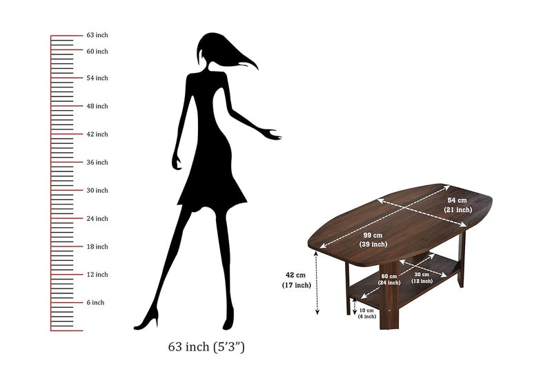 DeckUp Dusun Engineered Wood Coffee Table Walnut Matte Finish - Image 3