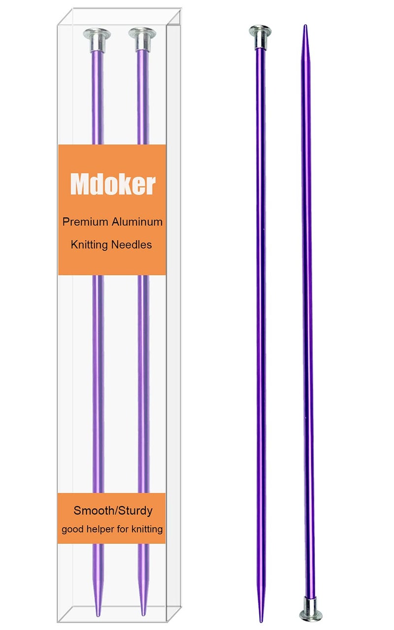 Mdoker 13.8 Inch Aluminum Knitting Needles,Colored Straight Single Pointed Metal Sweater Knitting Needle for DIY Knitting Projects,Size US 6(4mm) - Image 1