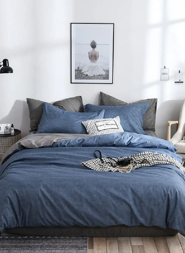 Sharpdo 4-Piece Bedding Set Sheet set, Comforter Set, Luxurious Cotton and Soft Microfiber, with 1 Duvet/Quilt Cover And 1 Flat sheet And 2 Pillowcases King 2.2m bed (220*240cm)