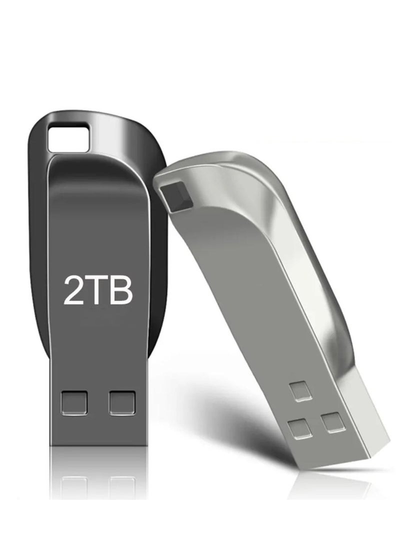 Generic 2TB Metal USB Flash Drive High Speed for Laptop, PC, Car and Other Devices Metal Pen Drive Waterproof Mini Disk Memory with Keyhole (Silver)  - Image 1