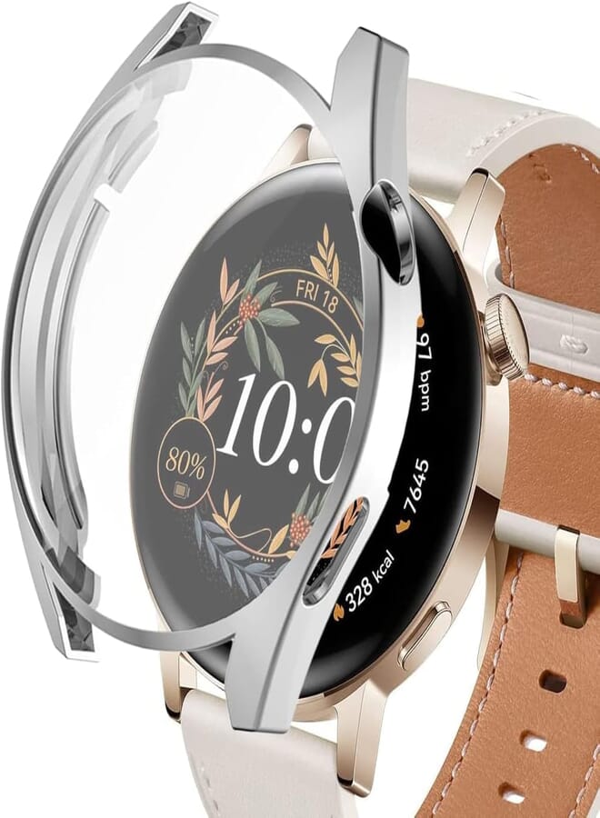 Next Next store Compatible with Huawei Watch GT3 46mm Case Cover with Screen Protector, Soft TPU Bumper Frame Protective Cover for Huawei Watch GT3 46mm (Silver)
