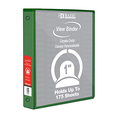 Bazic Products BAZIC 4122 1 Green 3Ring View Binder w 2Pockets - Image 1