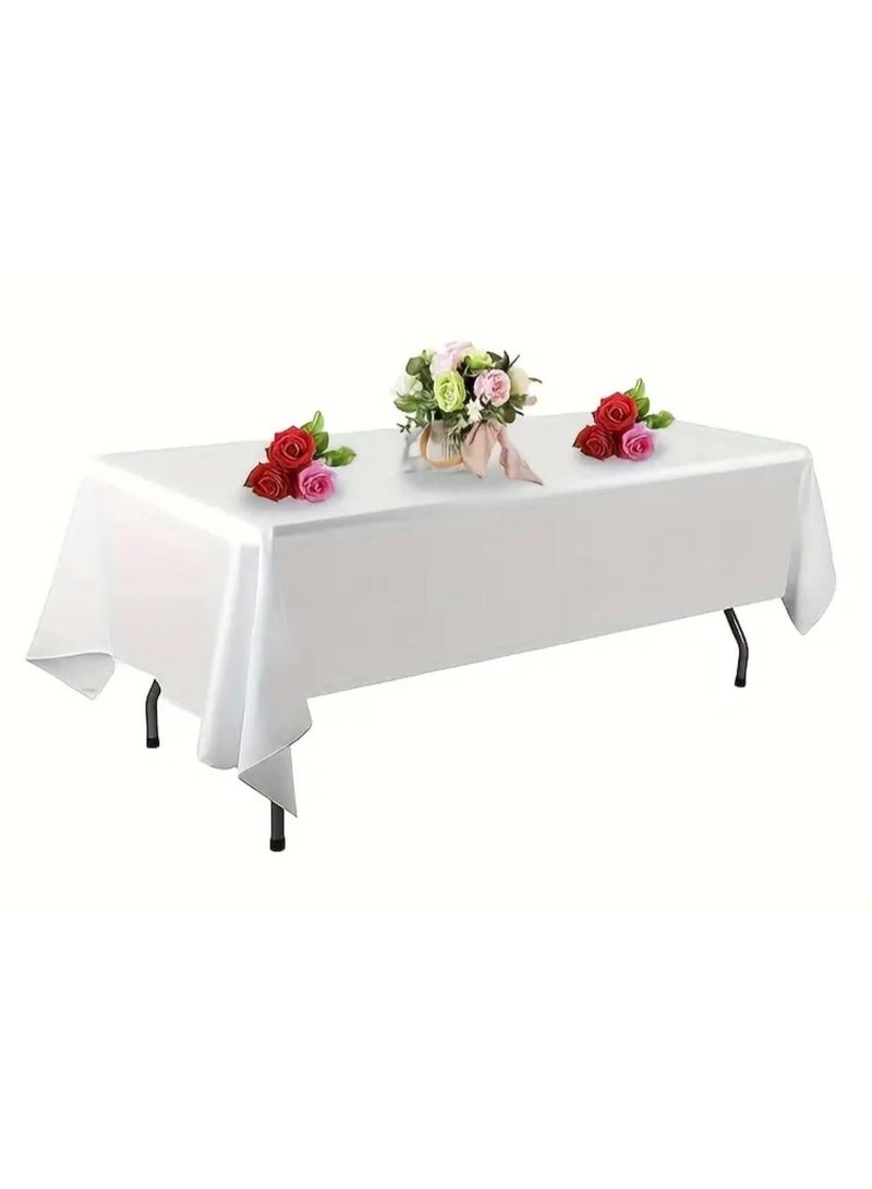 كلين ويف مفرش طاولة أبيض أنيق بشكل مستطيل (137 × 274 سم) – مقاوم للتجاعيد، سهل التنظيف ومقاوم للماء للمناسبات، الأعراس، الحفلات والأعياد - Image 1