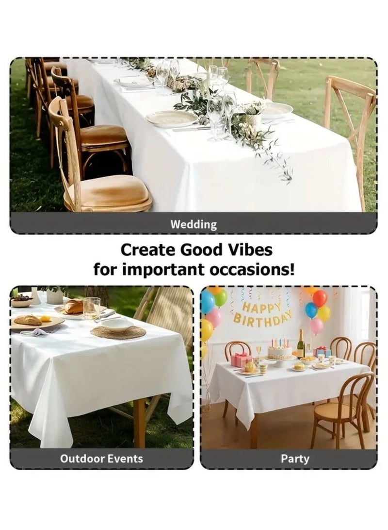 كلين ويف مفرش طاولة أبيض أنيق بشكل مستطيل (137 × 274 سم) – مقاوم للتجاعيد، سهل التنظيف ومقاوم للماء للمناسبات، الأعراس، الحفلات والأعياد - Image 2