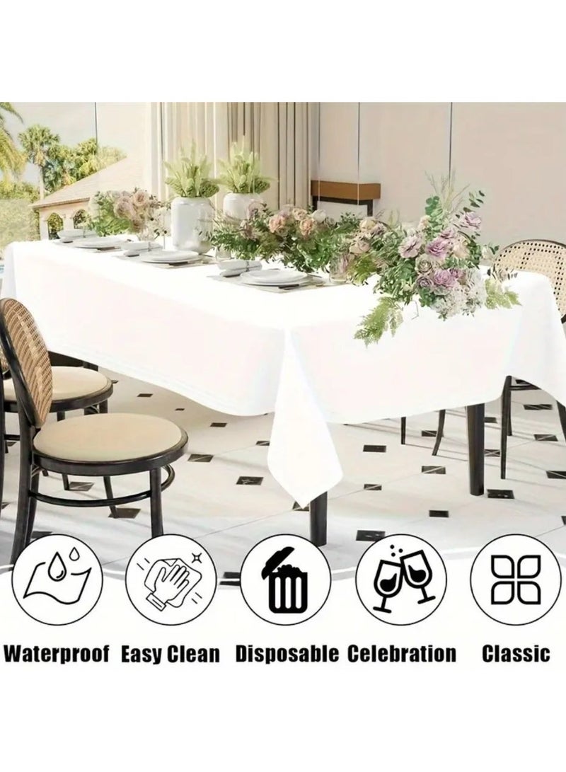 كلين ويف مفرش طاولة أبيض أنيق بشكل مستطيل (137 × 274 سم) – مقاوم للتجاعيد، سهل التنظيف ومقاوم للماء للمناسبات، الأعراس، الحفلات والأعياد - Image 3